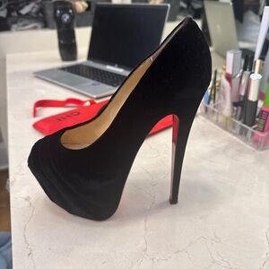 Christian Louboutin Black Velvet Platform Heels